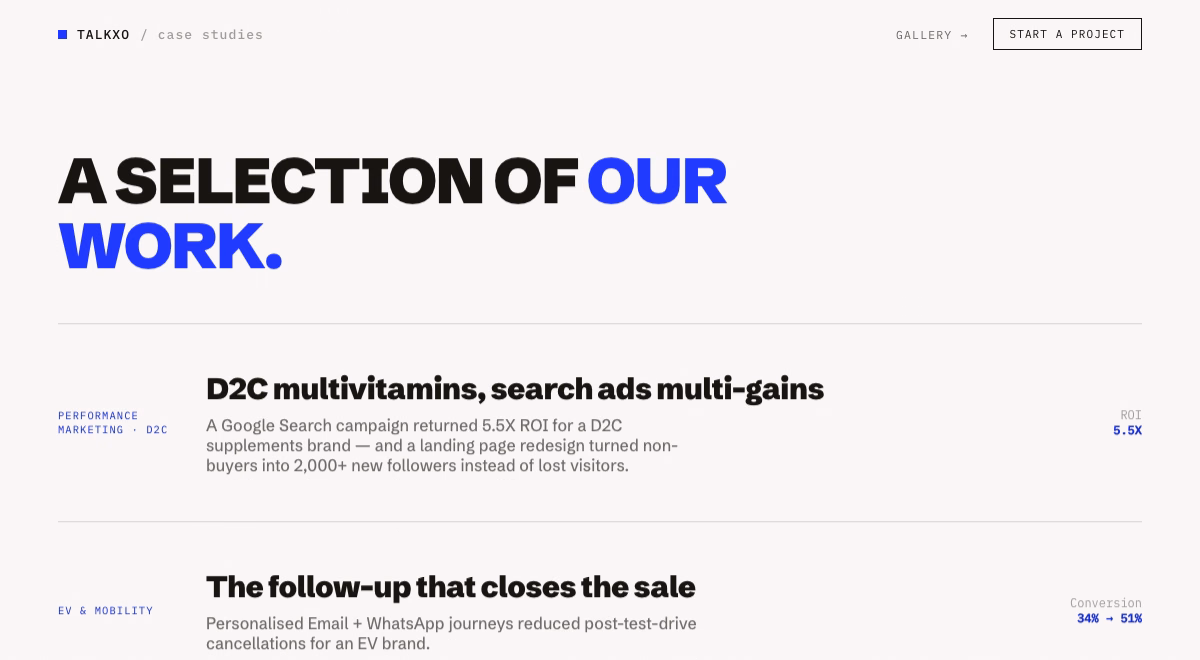 work.talkxo.com — TalkXO's case-study platform